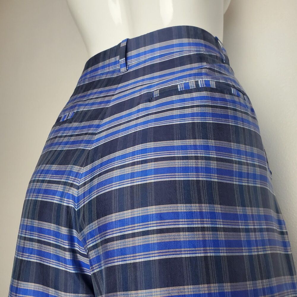 J. Crew Blue Plaid Silk Cropped Wide Leg Trousers - Picture 5 of 11